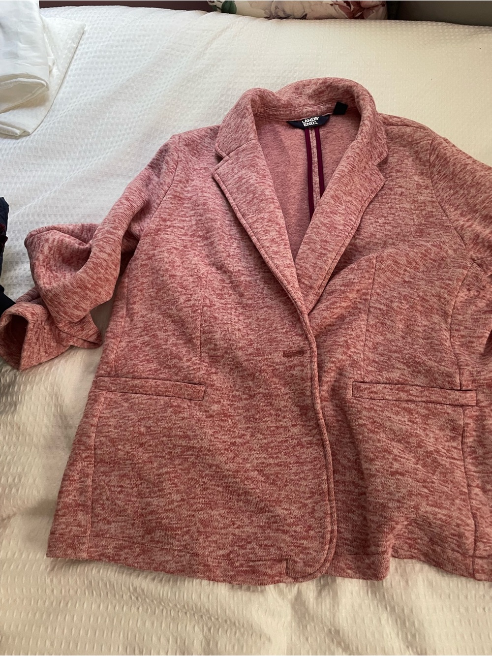 Lands' End Heathered Rose Knit Blazer